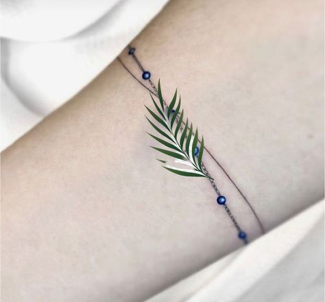 Leaf Bracelet Tattoo, Palm Leaves Tattoo, Palm Leaf Tattoo, Leaf Tattoo, Bracelet Tattoo, Palm Tattoos, Tattoo Bracelet, Palm Fronds, Leaf Bracelet