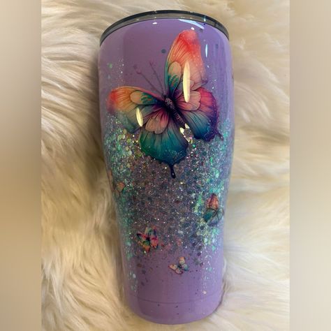 30 Oz Stainless Steel Double Walled Epoxied/Glittered Tumbler Hot/Cold New-Never Used Lid Has Slider To Close Over Area You Can Put In Straw Or Sip From. Disney Tumblers, Slay Baddie, Christian Tumblers, Butterfly Peekaboo Tumbler, Purple And Blue Tumbler Ideas, Kids Tumblers, Glitter Butterfly Tumbler, Pink And Purple Glitter Tumbler, Tumbler Making