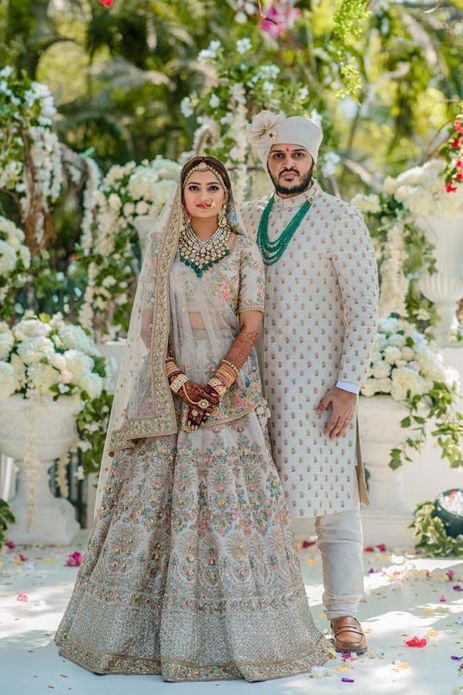 Ivory Bridal Lehenga by Sabyasachi  #sabyasachi #sabyasachibride #sabyasachimukherjee #lehenga #lengha #lehngas #bridalwear #bridalfashion #fashion #weddingfashion #designer #indianwedding #ethinic #weddingwear #love Wedding Dress For Couple, Wedding Couple Dress, White Bridal Lehenga, Pre Wedding Dress, Wedding Dress Couple, Wedding Dress Indian, Dress Couple, Wedding Outfits For Groom, Indian Wedding Poses