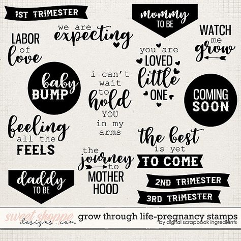 Grow Through Life - Pregnancy | Stamps by Digital Scrapbook Ingredients Pregnant Scrapbook Ideas, Pregnancy Scrapbook Pages, Pregnancy Scrapbook Ideas, Memorial Scrapbook, Pregnancy Scrapbook, Baby Book Pages, Baby Books Diy, Baby Record Book, Baby Messages