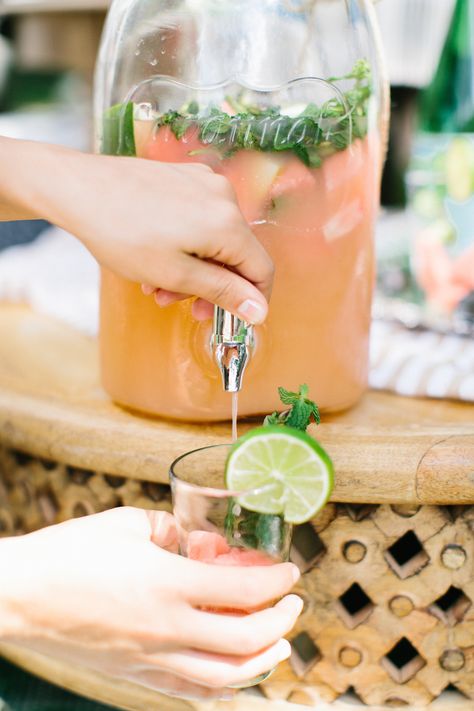 Watermelon Mint Sangria | 15 Sangria Recipes for Late Summer and Fall | Cocktail… Watermelon Sangria, Batch Cocktails, Rose Cocktail, Camille Styles, Sangria Recipes, Mocktail Recipe, Summer Cocktails, Party Drinks, The Glass