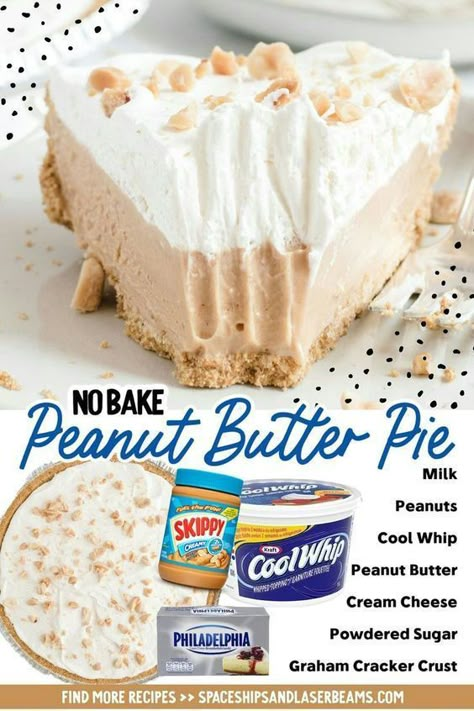 Our irresistible no bake peanut butter pie is unbelievably creamy and rich and comes together without the help of your oven! This easy dessert has ice cream-like fillings, and a crunchy crust that makes even the pickiest of guests squeal in delight. #NoBakePeanutButterPie #EasyDesserts #PeanutButterLovers #SweetTreats #NoBakeGoodies #DessertGoals Peanut Butter Creme Pie, Taste Of Home Peanut Butter Pie, Peanut Butter Pie With Graham Crust, Simple Peanut Butter Pie, Cream Pies With Graham Cracker Crust, Peanut Butter Pie Cool Whip, No Bake Peanut Butter Pie With Cool Whip, Easy Cream Pies No Bake, Cool Whip Peanut Butter Pie