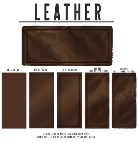 Leather Tutorial, Digital Painting Techniques, Texture Drawing, Hand Painted Textures, How To Shade, Leather Art, Digital Painting Tutorials, Color Studies, Reference Poses