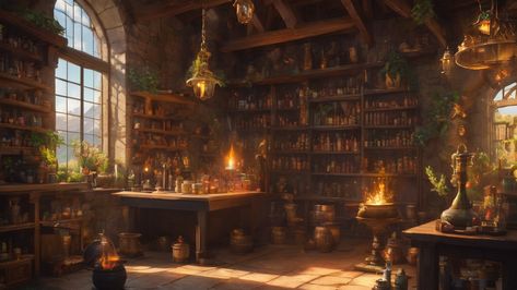 Alchemy Lab Aesthetic, Alchemist Lab Concept Art, Fantasy Alchemy, Alchemy Laboratory, Alchemist Shop, Alchemy Aesthetic, Alchemist Aesthetic, Toxic Yuri, Fantasy Interior