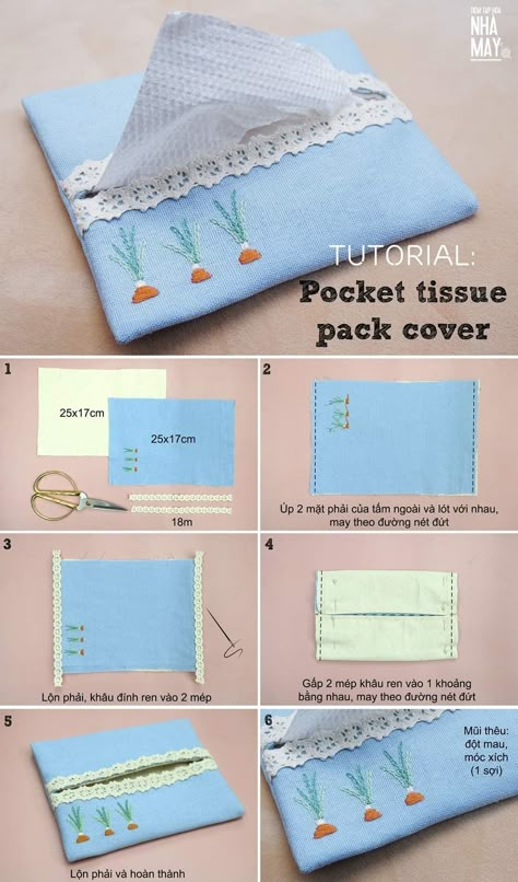 Diy Kain Perca, Travel Pouch Diy, Learn Tailoring, Pocket Tissue Case, Pocket Tissue, Cellphone Bag, Tissue Pack, Purse Sewing Patterns, Travel Sewing