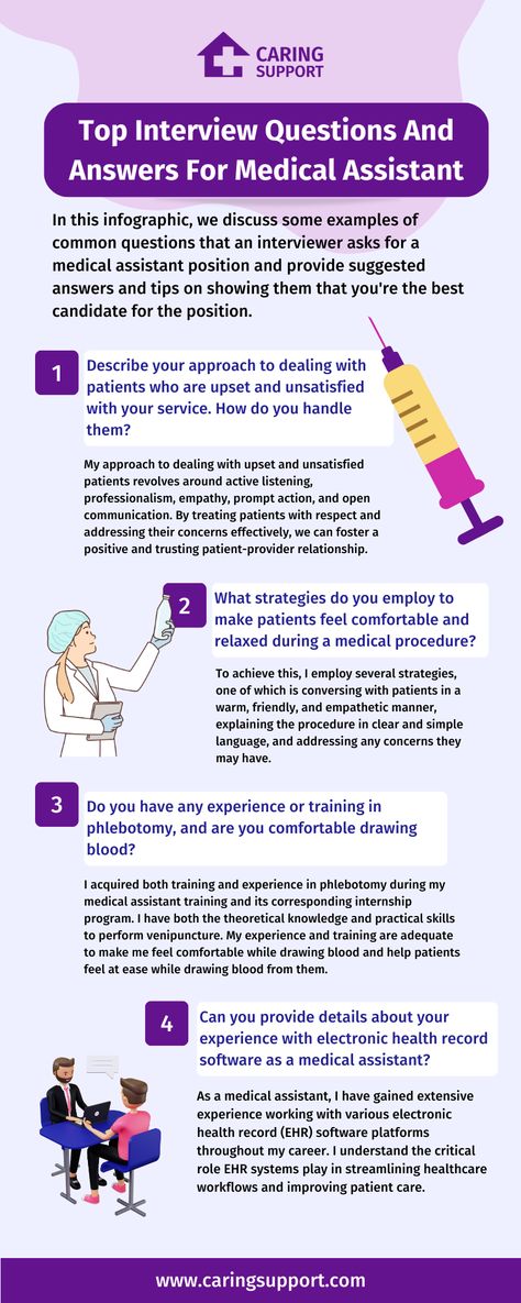 Medical Assistant Tips, Medical Interview Questions, Medical Assistant Instructor Ideas, Medical Lab Assistant, Nursing School Interview Questions, Medical Assistant Exam Prep, Cma Exam Medical Assistant Study Guides, Nurse Interview Questions And Answers, Healthcare Interview Questions