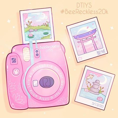 Camera Drawing, Shojo Anime, Arte Do Kawaii, Camera Art, 20k Followers, Cute Kawaii Drawings, Cute Doodle Art, Kawaii Doodles, Instant Camera