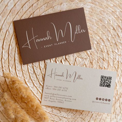 Event Planner Office, Shein Gift Card, Qr Code Business, Qr Code Business Card, Double Sided Business Cards, Script Lettering, Visiting Cards, Business Card Template, Business Card Design