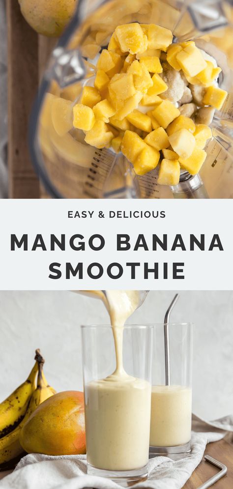 Mango Banana Smoothie Cashew Smoothie, Mango Health Benefits, Mango Banana Smoothie, On The Go Breakfast, Cut Recipe, Plant Based Yogurt, Perfect Healthy Breakfast, Frozen Mango, Banana Smoothie Recipe