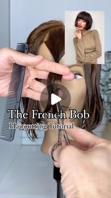 Justin Toves-Vincilione on Instagram: "The French Bob - Haircut Tutorial #authenticbeautypartner . Learn how to get the cut! And the products I like to use. What do you think? Is short hair making a big comeback?? . Products Used: @authenticbeautyconcept.us  🍃 Amplify Mousse  🍃 Hydrate Spray Conditioner  . #haircut #haircuts #haircutting #shorthair #haireducation #haireducator #hairideas #hairinspo #hairstyles #hairstyle #shorthaircut #shorthairstyle #hairlove #hairfashion #hairtips #beautytips #howtobeauty" Mushroom Haircut Women, French Short Bob Haircut, Diy French Bob Haircut, French Bob Brown Hair, Grown Out Pixie Haircut, Bob Haircut Tutorial Step By Step, French Bob Tutorial, Short Curly French Bob, Short Bob Tutorial