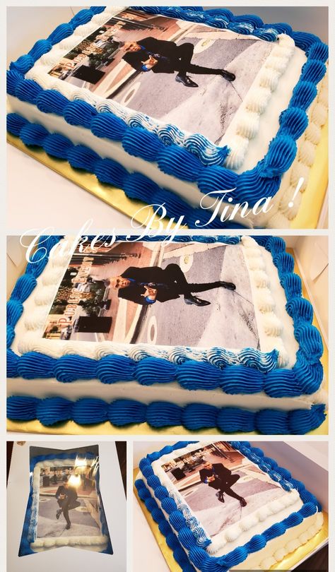 Photo birthday cake! Vanilla with vanilla buttercream....edible print picture! Cake With Photo Print, Photo Cakes Printed, Picture Cake Ideas Edible, Cake With Edible Picture, Picture Cakes Photo Edible, Photo Birthday Cake, Edible Picture Cake, Birthday Cake Vanilla, Birthday Cake With Photo