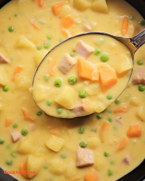 Golden Stew, Cubed Ham, Cream Based Soups, Slow Cooker Kitchen, Cheddar Cheese Soup, Homemade Cornbread, Chicken Crockpot, Cream Of Celery Soup, Homemade Applesauce