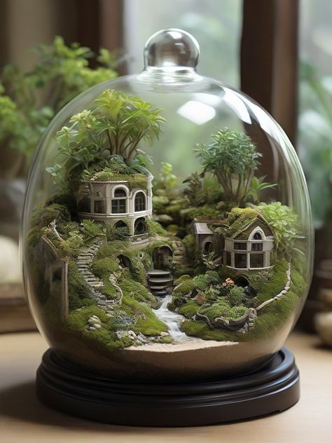 Transform your space into a mini oasis with ‘Mini Oasis’ collection of small plant terrariums. Bring the beauty of nature indoors, creating a delightful and refreshing atmosphere. 🌿🌐✨ #TerrariumDelight #MiniOasis #IndoorGarden #PinterestNatureInspiredDecor Mini Zen Garden Terrarium, Moss In A Bowl, Fall Terrarium Ideas, Japanese Terrarium, Snow Terrarium, Ghibli Terrarium, Mini Terrarium Ideas, Hobbit Terrarium, Whimsical Terrarium