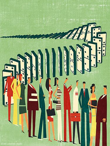 "Domino" ... from Human Resources Magazine, Art Lebedev  Studio... via iv_orlov Domino Art, Domino Effect, Graphic Design Collection, Editorial Illustration, Human Resources, Cute Illustration, Graphic Poster, Graphic Design Inspiration, Vintage Illustration