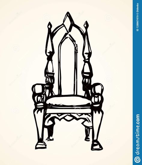 Throne. Vector drawing stock vector ... Royal Chair Drawing, King On A Throne Drawing, Throne Tattoo Chair, Thrown Chair Drawing, Throne Drawing Reference Chair, Throne Poses Drawing, How To Draw A Throne, Someone Sitting On A Throne Reference, Queen Base Drawing