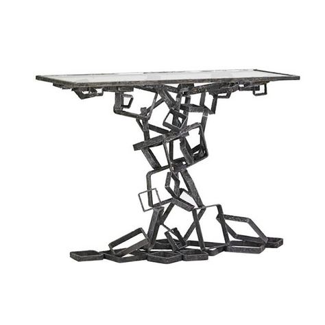 James Bearden Welded Steel Brutual Console | See more antique and modern Console Tables at https://www.1stdibs.com/furniture/tables/console-tables Brutalism Interior, Custom Console Table, Metal Figurines, Iron Chair, Metal Furniture Design, Welding Table, Modern Console Tables, Modern Console, Table Frame