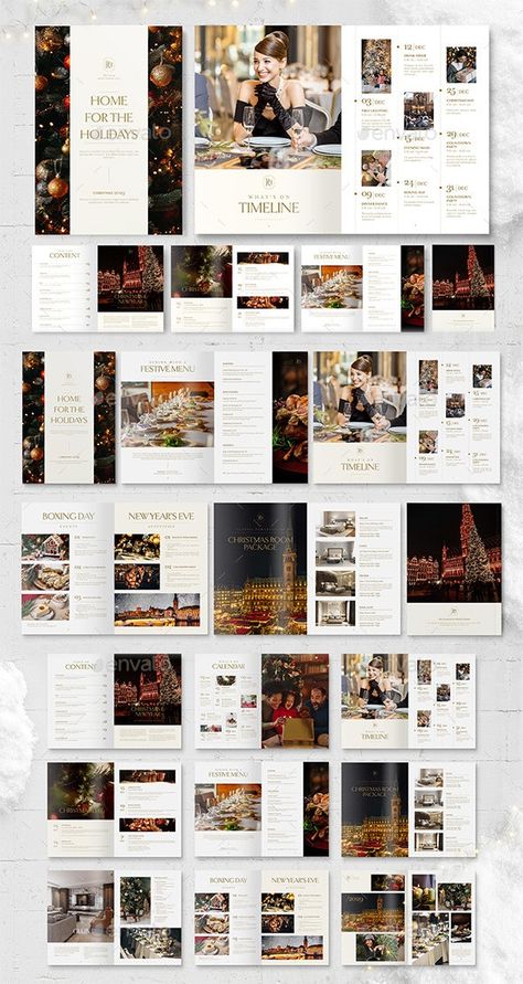 Christmas Brochure, Christmas Magazine, Event Brochure, Catalogue Layout, 잡지 레이아웃, Menu Layout, Brochure Design Layout, Christmas Tree Sale, Brochure Print