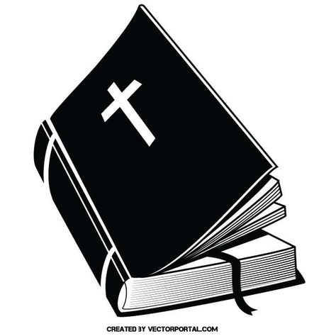 Bible black and white image. Bible Book Drawing, Bible Logo Design, Bible Black And White, Bible Worship, Cross Illustration, Bible Clipart, Church Banners Designs, Bible Tattoos, Cross Drawing