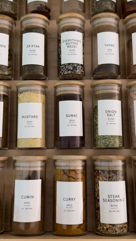 My favorite Kitchen find from Amazon recently! If you love the elevated look, shop these jars + labels in my Amazon shop or my shop.Itk… | Instagram Bamboo Containers, Herb Jar, Spice Jar Labels, Spice Jar Set, Painted Bamboo, Glass Spice Jars, Spice Labels, Spice Containers, Spice Organization