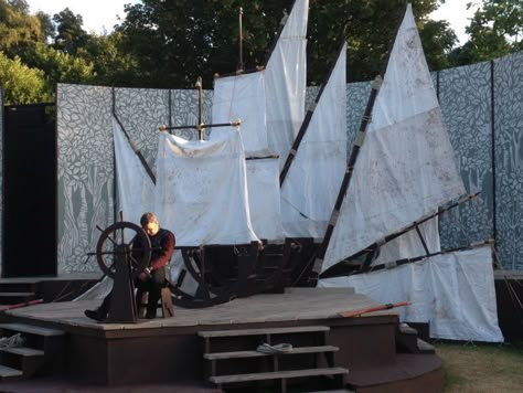 The Tempest, Brownsea Open Air Theatre | Fine Times Recorder The Tempest Set Design, The Tempest Shakespeare, Open Air Theatre, Outdoor Theatre, Scenography Theatre, Theatrical Scenery, Peter And The Starcatcher, Shakespeare Theatre, Open Air Theater