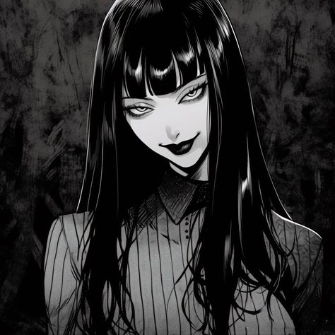 Anime Pp, Girl Pp, Pp Anime, Gamers Anime, Gothic Fantasy Art, Grunge Art, Gothic Anime, Scary Art, Anime Monochrome