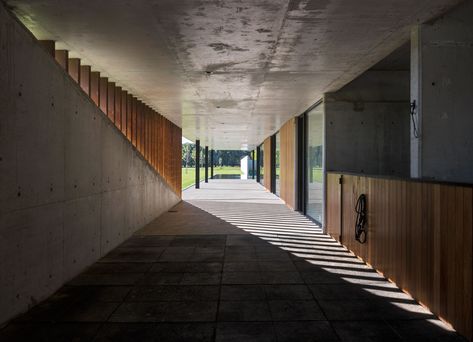 Luxury Horse Stables, Nacho Figueras, Barcelona Pavilion, Dorm Design, House On Stilts, Equestrian Center, Equestrian Estate, Long Hallway, Reflecting Pool