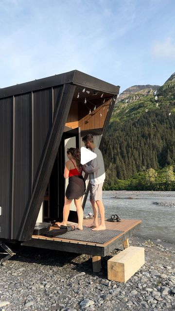 Tyler + Madison White | RV Life + Travel + Adventure on Instagram: "Free campsite in Alaska AND renting a mobile sauna 🏔️🌲🧖‍♀️  This is one of the most unique experiences we’ve ever had! @seward_mobile_saunas drops off their saunas at this stunning campsite so you can rent an evening of relaxation in the sauna and cold plunges from a glacial river. 🥶🧊  You can stay at this campsite for 8 days for FREE so if you stay here, be sure to check out these mobile saunas! The owners are SO kind and who doesn’t love supporting small businesses 🫶🏼 we already can’t wait to go back to Seward!   #camping #sewardmobilesauna #rvlife #campsite #alaska #sewardak #travel #travelcouple" Sauna Mobile, Cold Plunges, Mobile Sauna, Sauna Design, Unique Experiences, Rv Life, 8 Days, Travel Couple, Travel Adventure