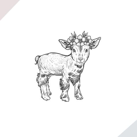 Farm Animal Tattoo, Goat Tattoo, Micron Pen Art, Grace Tattoos, Sheep Tattoo, Capricorn Tattoo, Princess Tattoo, Leo Tattoos, Cute Goats