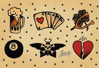 8 Ball, Cards and Moth Sailor Jerry Flash, Sailor Jerry Tattoo Flash, Hawaiian Tattoos, Sailor Tattoos, Tattoos Traditional, Sailor Jerry Tattoos, Petit Tattoo, Traditional Flash, Hawaiian Tattoo