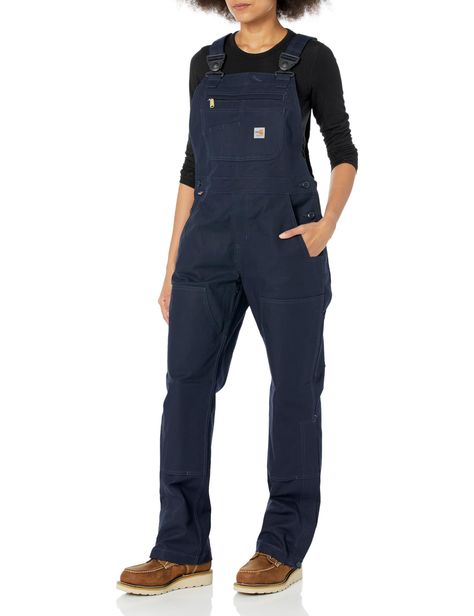 PRICES MAY VARY. 99% cotton, 1% elastane FR duck Imported Pull On closure Machine Wash Meets the performance requirements of NFPA 70E and ASTM F1506 UL classified to NFPA 2112 Rugged Flex durable stretch technology for ease of movement High back with suspenders and FR buckles Carhartt Womens, Bib Overalls, New Wardrobe, Suspenders, I Dress, Top Styles, Work Wear, Fashion Branding, Overalls