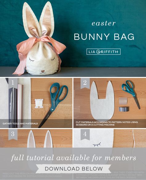 DIY photo tutorial for felt Easter bunny treat bag by Lia Griffith Felt Easter Bunny, Easter Bunny Treats, Games Outdoor, Bunny Treats, Easter Bags, Kids Easter Basket, Bunny Bags, Easy Easter Crafts, Felt Bunny