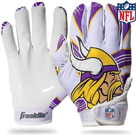 AmazonSmile : Franklin Sports Youth NFL Football Receiver Gloves - Receiver Gloves For Kids - NFL Team Logos and Silicone Palm - Youth Pair - Great for Games & Costumes : Clothing Nfl Team Logos, Football Costume, Nfl Vikings, Vikings Football, Football Gloves, Football Gear, Nfl Teams Logos, Batting Gloves, Youth Football