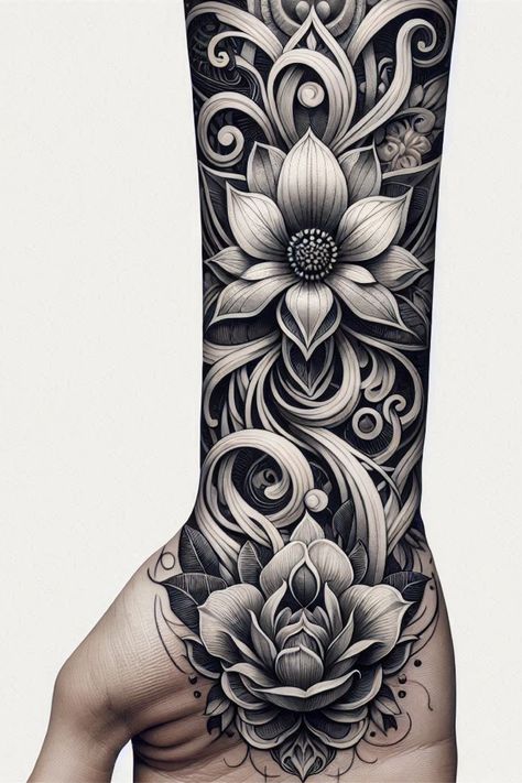 Wrap Around Sleeve Tattoos For Women, Filler Tattoo Ideas Backgrounds, Sm Tattoo, Celtic Tattoo Family, Best Feminine Tattoos, Andy Barber, Cool Tattoo Ideas, Filler Tattoos, Flower Sleeves