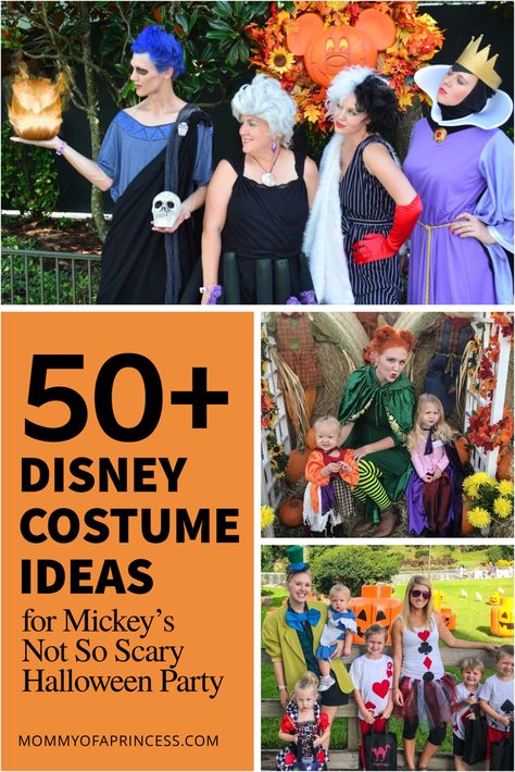 Family Disney Halloween Costume ideas for Mickey’s Not So Scary Halloween Party Mickeys Halloween Party Costumes, Disneyland Halloween Costumes, Easy Disney Costumes, Disney Costume Ideas, Disney Family Costumes, Disneyland Costumes, Family Halloween Costume Ideas, Adult Disney Costumes, Disney Halloween Parties