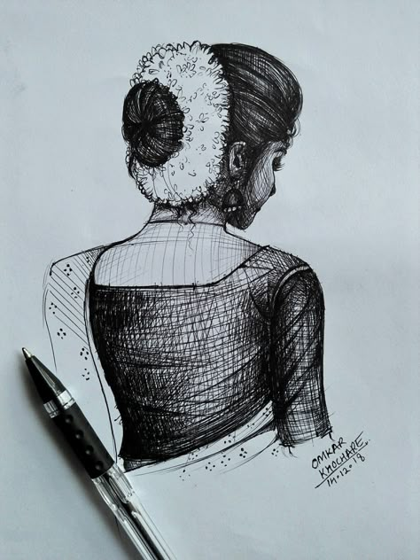 Instagram: @art_by_omkar Easy Pencil Drawings, Abstract Pencil Drawings, Bd Art, Dancing Drawings, Girl Drawing Sketches, Pen Art Drawings, Art Sketches Pencil, Pencil Drawings Easy, Art Drawings Sketches Pencil