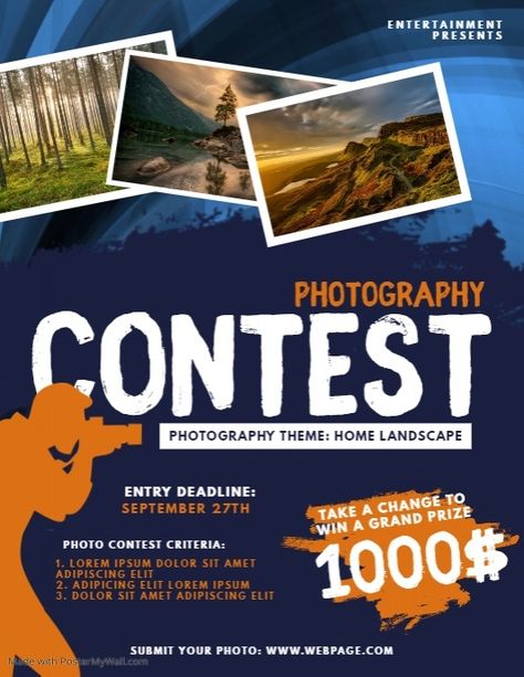 Photography Contest Flyer Template | PosterMyWall Photo Contest Poster, Contest Poster, Video Contest, Only Photo, Online Contest, Photography Themes, Photography Contest, Photography Exhibition, Photography Competitions