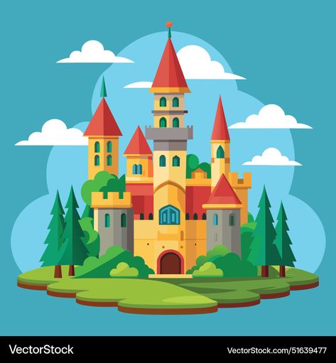 Castle Vector, Castle Illustration, A Castle, A Cartoon, Cartoon Illustration, High Res, Png Images, Adobe Illustrator, Vector Images