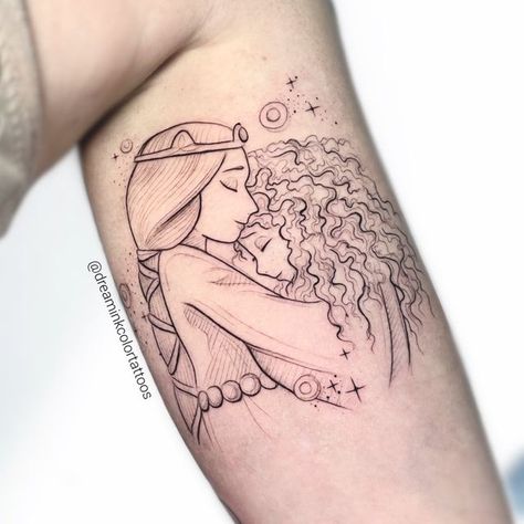 Mom Daughter Tattoos Disney, Merida Tattoo Ideas, Brave Movie Tattoo, Disney Mom And Daughter Tattoos, Brave Disney Tattoo, Merida Brave Tattoo, Disney Mother Daughter Tattoos, Disney Brave Tattoo, Brave Tattoo Disney