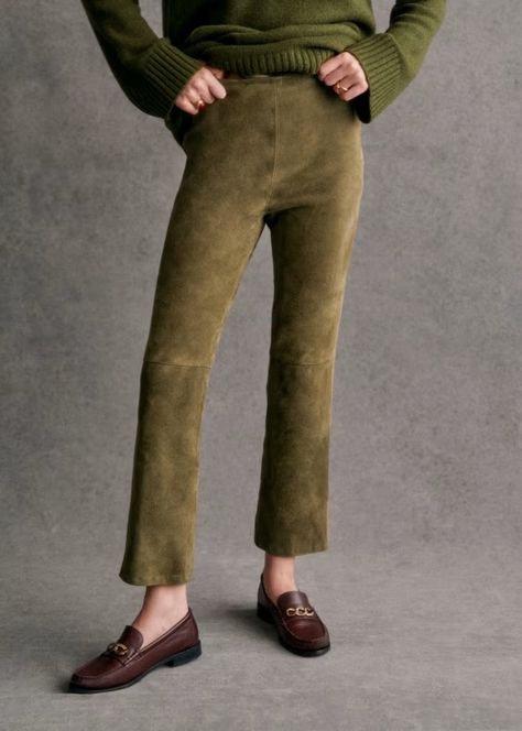 Ciara Trousers - Khaki - Goat leather - Sézane To Buy List, Denim T Shirt, Polo Sweatshirt, Suit Shoes, Buy List, Goat Leather, Dress Trousers, Trouser Jeans, Work Clothes