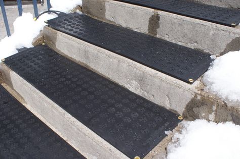 Snow Melting Mats | Floormat.com Snow Melting Mats, Vinyl Stair Treads, Stair Tread Covers, Stair Kits, Stair Design, Building Stairs, Carpet Stair Treads, Exterior Stairs, Metal Stairs