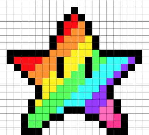 Scene Pixel Art, Perler Bead Star, Star Pixel Art, Pixel Crochet Blanket, Drawing Stars, Graph Paper Drawings, Easy Perler Beads Ideas, Fuse Bead Patterns, Easy Pixel Art