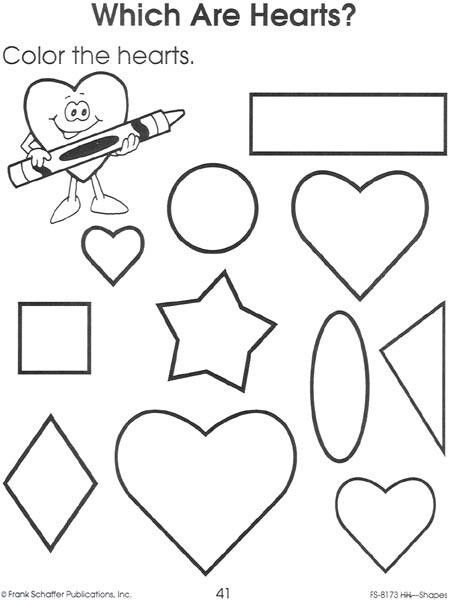 Heart Worksheet, Preschool Valentine Crafts, Shape Worksheets For Preschool, Shapes Lessons, Toddler Math, Shapes Worksheet Kindergarten, Worksheets For Preschoolers, Shape Tracing Worksheets, Shapes Kindergarten