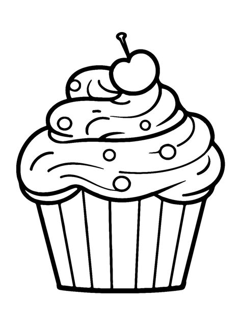 Flower Clipart Printables, Cupcake Colouring, Cupcake Coloring Pages Free Printable, Cupcake Tattoo Designs, Mini Sticker Printer, Ideas For Birthday Cards, Fill In Puzzles, Cupcake Painting, Cupcake Tattoos