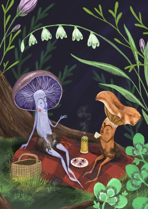 snootyfoxfashion: Mushroom Art Prints by... - lavender’s blue, dilly-dilly Storybook Land, Woodland Art, Illustration Wall Art, Mushroom Art, Fairytale Art, Whimsical Illustration, Arte Fantasy, Whimsical Decor, Funky Art