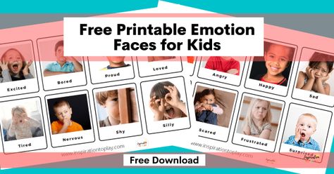 Free Printable Feelings Chart to Help Preschoolers Identify and Learn about Emotions - Inspiration to Play Free Emotions Printables, Free Poster Printables, Emotions Posters, Emotions Cards, Emotion Faces, Feelings Chart, Emotional Child, Different Feelings, Different Emotions