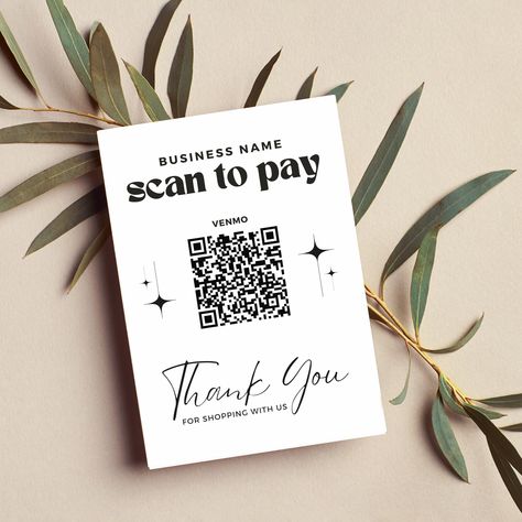 Qr Scan Sign Template Canva, Editable QR Code Sign for Small Business, Apple Pay, PayPal, Venmo and Zelle, CashApp, Printable, Retro, Boho от Colibbri на Etsy Venmo Sign, Scan To Pay Sign, Qr Scanner, Scan To Pay, Qr Code Sign, Sign Templates, All Fonts, Apple Pay, Esthetician