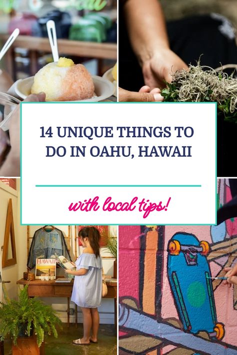 Pinterest pin that shows four unique activities to do in Oahu, Hawaii. What To Do In Oahu, Oahu Hawaii Beaches, Oahu Hawaii Things To Do In, Oahu Activities, Adventurous Activities, Things To Do On Oahu, Oahu Hikes, Things To Do In Oahu, Usa Road Trip Ideas