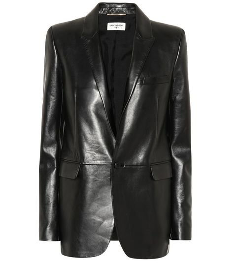 Saint Laurent - Blazer aus Leder in Schwarz Men Celebrities, Corset Fashion Outfits, Celebrities Leather Jacket, Leather Blazer Jacket, Male Celebrities, Leather Shirt, Closet Fashion, Looks Chic, Leather Blazer