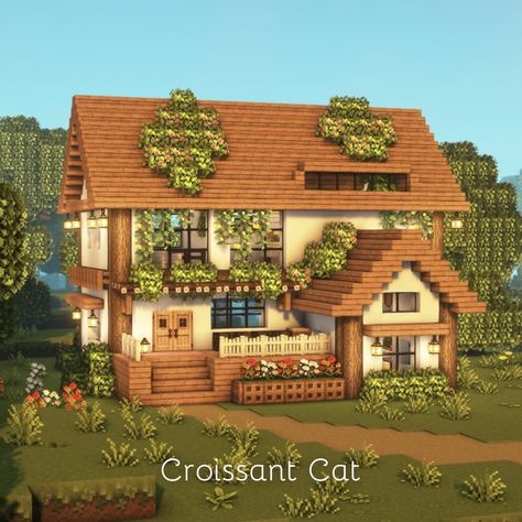 Croissant Cat | Cottagecore House. Full Tutorial in my channel on YouTube. Link in bio❤ - - - Game Info - - - Shaders: Complementary Shaders Texture:… | Instagram Croissant Cat Minecraft, Cosy Minecraft House, Cute Aesthetic Minecraft Houses, Cottage Core House Minecraft, Minecraft House Cottagecore, Minecraft Houses Cottagecore, Cottagecore Minecraft Builds, Cottagecore House Minecraft, Cottagecore Minecraft House