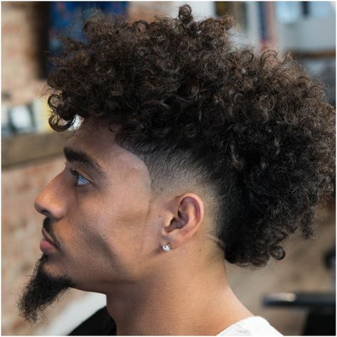 Hairstyle Everyday, Curly Mohawk Hairstyles, Types Of Fade Haircut, Burst Fade Mohawk, Curly Afro Hair, Mohawk Haircut, Mohawk Hairstyles Men, Curly Mohawk, Curly Hair Fade